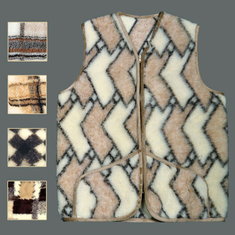 Жилет меховой двусторонний овечья шерсть (арт. 188) разм. 54-56 (цвет жаккард) с карманами