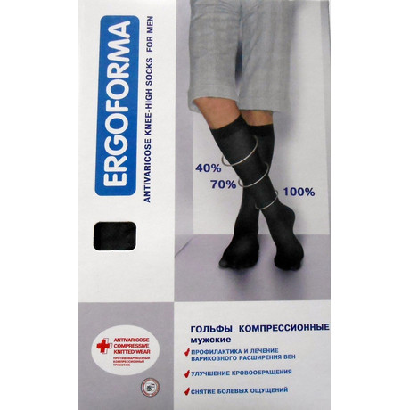 Гольфы ERGOFORMA мужские антиварикозные 1 класс компрессии  разм. 5 (арт. 312) черные