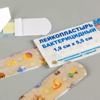 Лейкопластырь LEIKO бактерицидный 1,9см х 5,5см Детский (полимерная основа с рисунком)