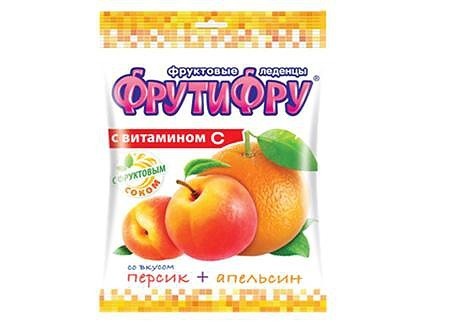 Леденцы ФРУТИФРУ персик и апельсин 70г