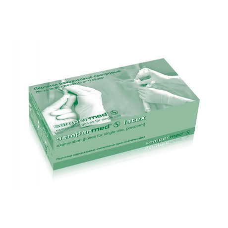 Перчатки смотровые нестерильные разм. M (летексные Sempermed)