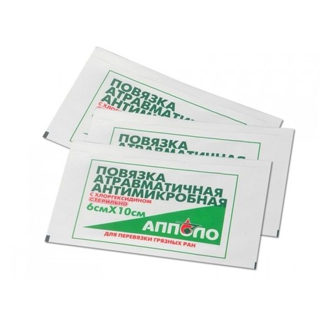 Повязка АППОЛО антимикробная с хлоргексидином 6х10см