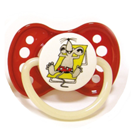 Соска-пустышка МОЙ МАЛЫШ "Ночка" латексная круглая с кольцом (0-6мес) (арт. 12010)