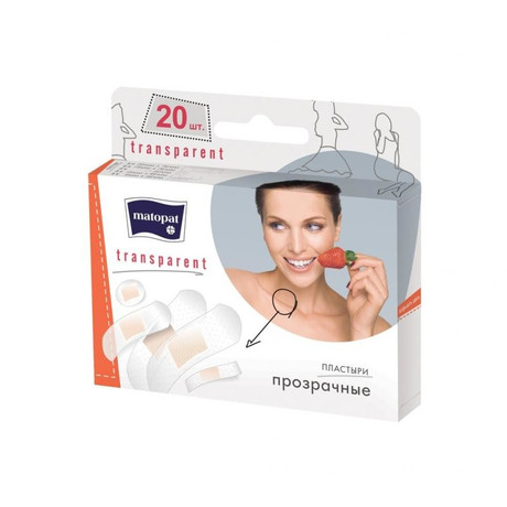 Лейкопластырь TRANSPARENT прозрачные, 20 шт.