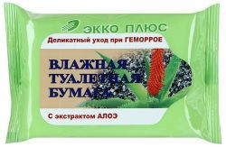 Бумага туалетная АНТИГЕМОРРОЙ с экстрактом Алоэ влажная, 20 шт.