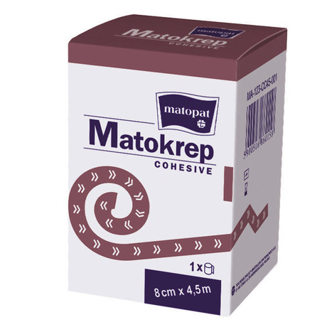 Бинт MATOPAT Matokrep Cohesive эластичный фиксирующий 4,5м х 8cм
