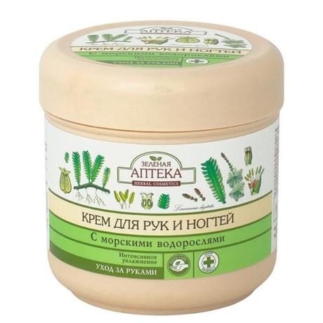Крем ЗЕЛЕНАЯ АПТЕКА для рук и ногтей интенсивное увлажнение с морскими водорослями 300мл