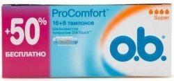 Тампоны гигиенические O.B. ProComfort Super, 16 шт. + 8 промо