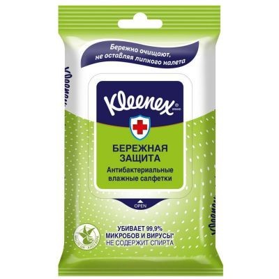Салфетки KLEENEX Протект влажные антибактериальные, 20 шт. 