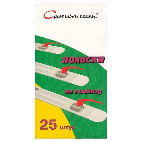 Тест-полоска Элта-Сателлит Плюс для определения глюкозы в крови, 25 шт.