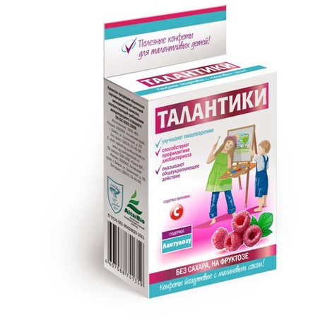Конфеты ТАЛАНТИКИ йогуртовые с малиновым соком на фруктозе 70г