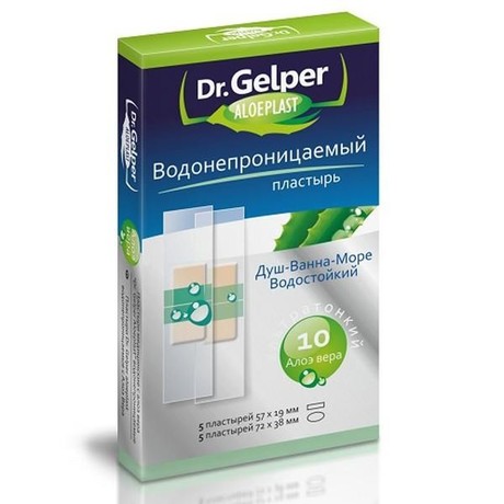 Лейкопластырь DR GELPER ALOEPLAST водонепроницаемый, 10 шт.