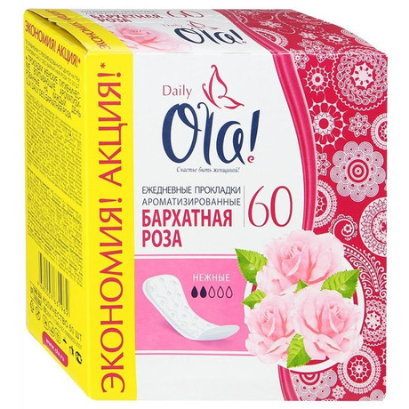 Прокладки гигиенические OLA Daily Breeze Deo Бархатная роза, ежедневные 60 шт.