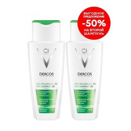 VICHY DERCOS шампунь против перхоти тонизирующий 200 мл (флакон) + на второй скидка 50%