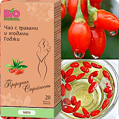 Чай лечебный BIONATIONAL с травами и ягодами Годжи (мята) фильтропакетики  2г, 20 шт.