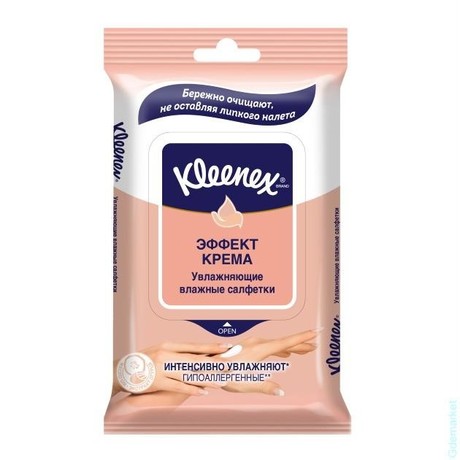 Салфетки KLEENEX влажные с эффектом крема, 10 шт.