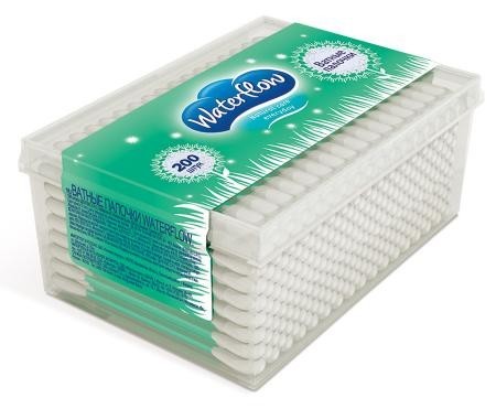 Ватные палочки WATERFLOW,  200 шт.   (коробка)