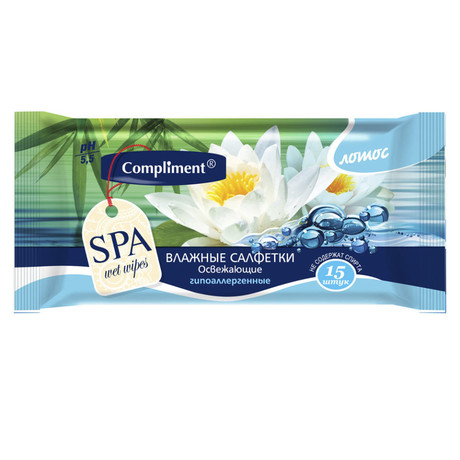 Салфетки COMPLIMENT влажные Лотос, 15 шт.