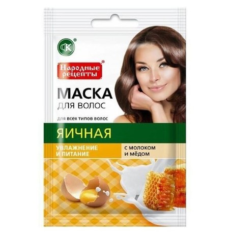 Маска косметическая ФИТОКОСМЕТИК Яичная молочко и мед для волос увлажнение и питание 30мл