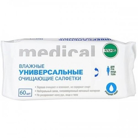 Салфетки КЛИНСА влажные универсальные очищающие, 60 шт.