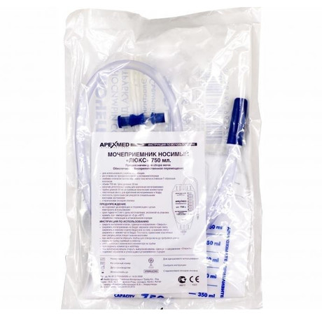 Мочеприемник ножной 0,75л стерильный Apexmed (дл. трубки 28см)