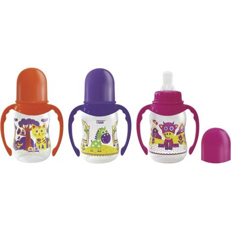 Бутылочка детская LUBBY 12013 Русские мотивы, с талией и силиконовой соской 125мл
