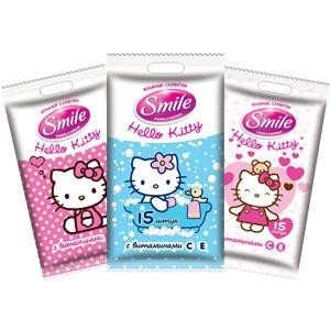 Салфетки SMILE влажные "Hello Kitty", 15 шт.