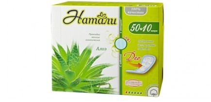 Прокладки гигиенические НАТАЛИ ежедневные софт целлюлозные Део Алоэ,  60 шт. (арт. Е-136А)