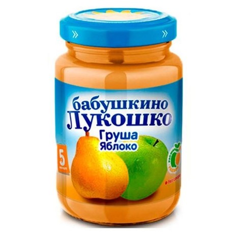 Пюре БАБУШКИНО ЛУКОШКО яблоко/груша без сахара (с 5 мес.) 200г