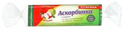 Аскорбиновая кислота, глюкоза ВИТАТЕКА таблетки 2,9 г, 10 шт.  (яблоко)