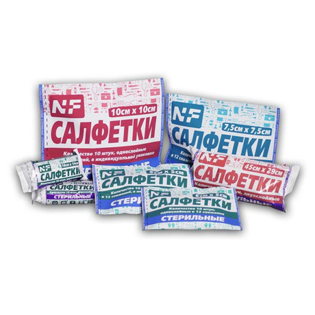 Салфетки EVRO стерильные 10см х 10см, 10 шт. (8 сложений)