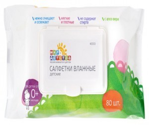 Салфетки детские МИР ДЕТСТВА влажные, 80 шт.  с рисунком