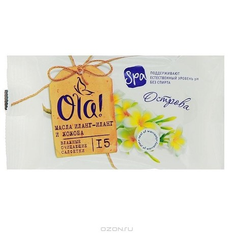 Салфетки OLA влажные очищающие SPA Острова, 15 шт.