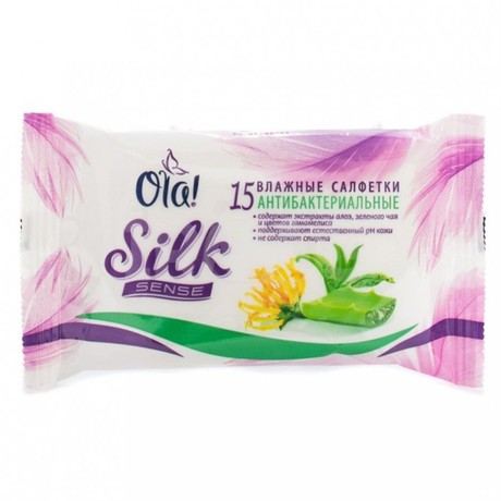 Салфетки OLA влажные Silk Sense антибактериальные, 15 шт.