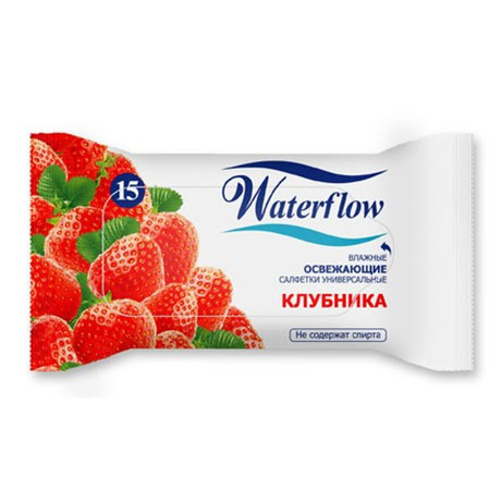 Салфетки OLA Waterflow влажные Клубника, 15 шт.