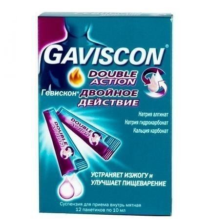 Гевискон Двойное действие пакетик (суспензия для приема внутрь) мятная 10мл, 1 шт.