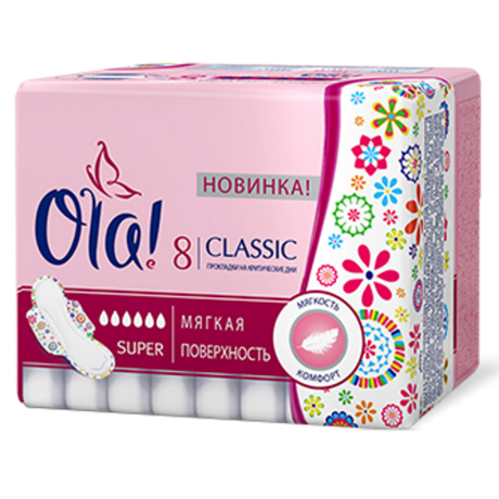 Прокладки гигиенические OLA Super Top Dry Single, 8 шт.