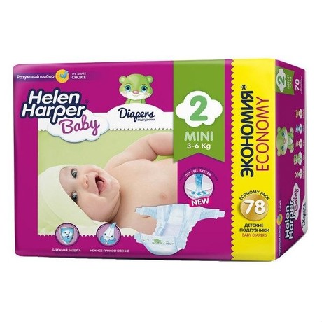 Подгузники HELEN HARPER Baby Mini (3-6кг) 78 шт.