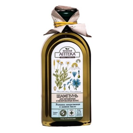 Шампунь ЗЕЛЕНАЯ АПТЕКА с ромашкой и льняным маслом для окрашенных и мелированных  волос 350мл