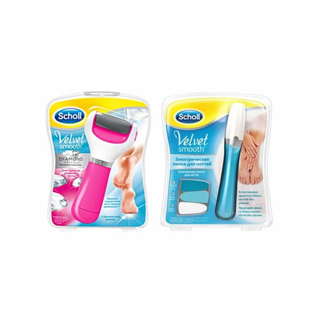 Пилка SCHOLL VELVET SMOOTH электрическая для ногтей + пилка роликовая для удаления огрубевшей кожи с ног