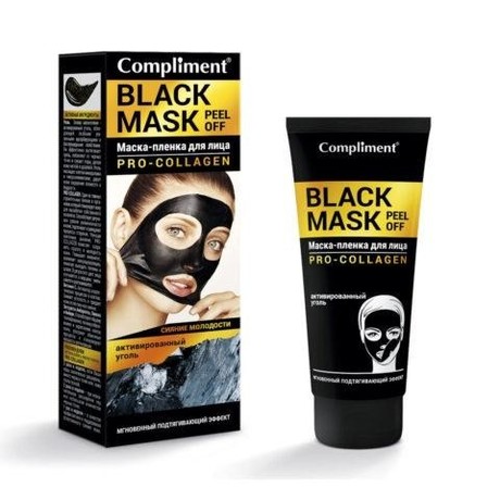 Маска-пленка COMPLIMENT Black Mask PRO-COLLAGEN мгновенный подтягивающий эффект 80 мл