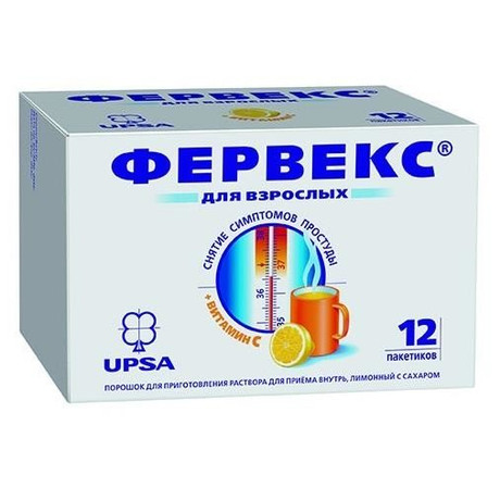 Фервекс пакетик (порошок для приготовления раствора для приема внутрь), 12 шт. с сахаром