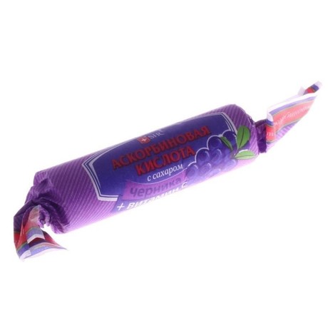 Аскорбиновая кислота с сахаром таблетки , 10 шт. (черника)