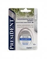 Зубная нить ПРЕЗИДЕНТ фитофлосс White вощеная с цитратом натрия и эктрактом исландского мха 25м (арт. 0132)