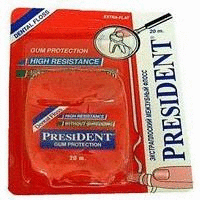 Зубная нить ПРЕЗИДЕНТ фитофлосс Active экстраплоская вощеная с эктрактом коры дуба 25м (арт. 1115)