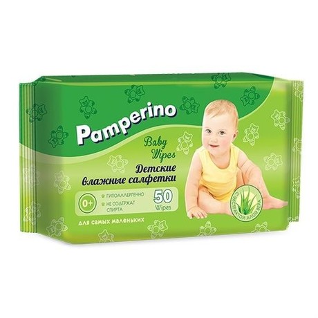 Салфетки детские ПАМПЕРИНО влажные,  50 шт.   (с пластиковым клапаном)