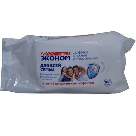Салфетки Эконом Smart влажные для всей семьи антибактериальные, 100 шт.