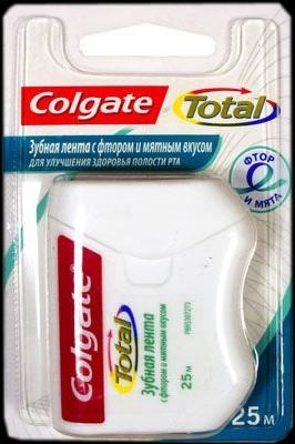 Зубная нить COLGATE с фтором и мятой 25м