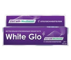 Зубная паста WHITE GLO отбеливающая "2 в 1" с ополаскивателем 24г