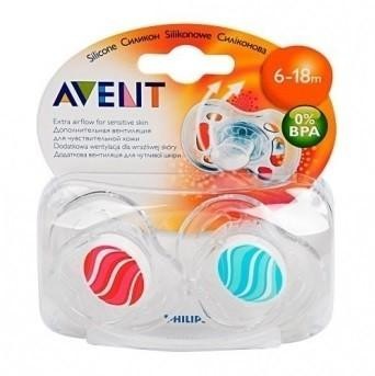 Соска-пустышка AVENT силиконовая free flow Design (6-18 мес.) (арт. 8498) 2 шт.